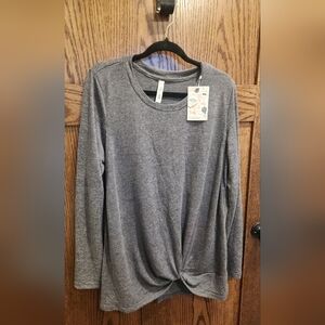 Latched Mama Gray Twist Front Long Sleeve NURSING Top
